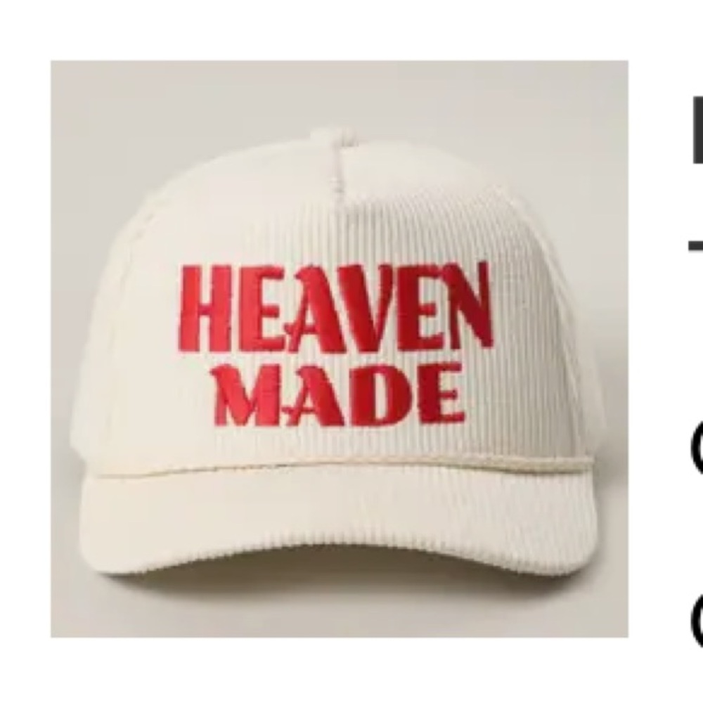 Embroidered Corduroy Cap in Cream and Red